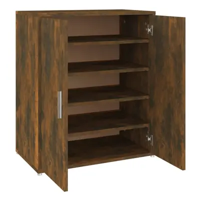 vidaXL Shoe Cabinet Smoked Oak Engineered Wood Shoe Cupboard Organiser Shelf