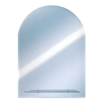 Round Top Bevelled Wall Mounted Bathroom Mirror x 40cm with Glass Shelf