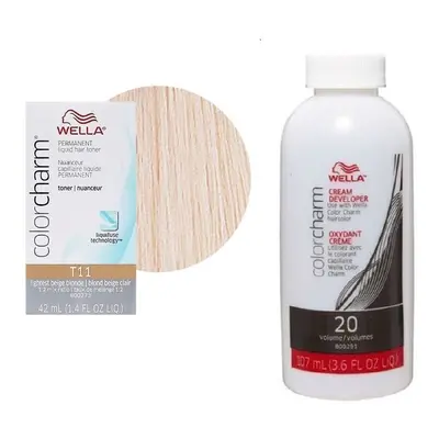 (T11 & Dev (Vol. 20) 3.6oz) Wella Color Charm T28 Natural Blonde Permanent Liquid Hair Toner