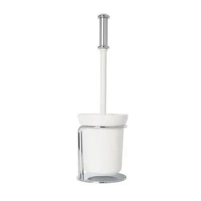 Croydex Grosvenor Bathroom Toilet Brush Modern Free Standing Holder Round Chrome