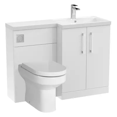 Level Bathroom Bundle Floor Standing Vanity Basin and WC Unit with Pan, Seat and Cistern - Right