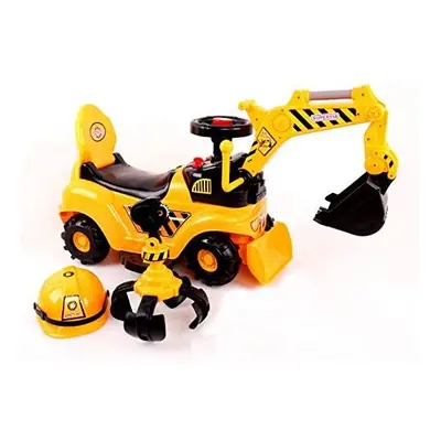 Ricco in Ride On Toy Digger Excavator Grabber Bulldozer with Helmet