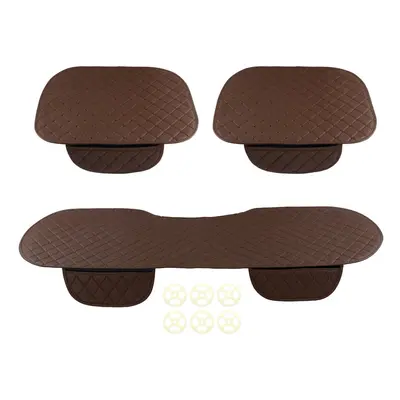 (Front & Rear (Coffee)) Universal Car Seat Pad Mat Cushion Cover Protector PU Leather Breathable