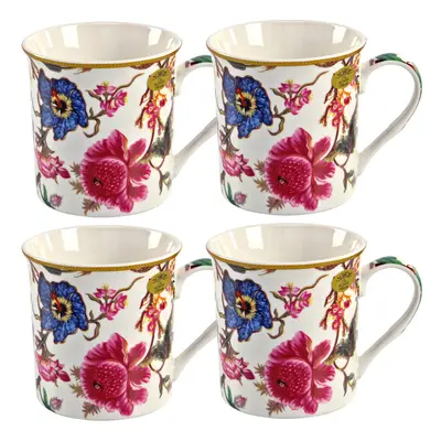 Set of William Morris Anthina Floral Fine China Mugs Coffee Tea with Gift Box