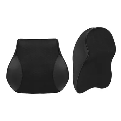 (Black) Memory Foam Car Headrest Pillow Seat Back Cushion Breathable Neck Waist Rest Support Cus