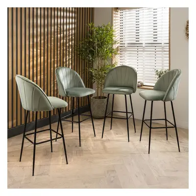 4 Hope Velvet Bar Stools Mint Green