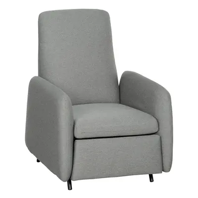 HOMCOM Push Back Recliner Chair Fabric Reclining Armchair for Bedroom Grey