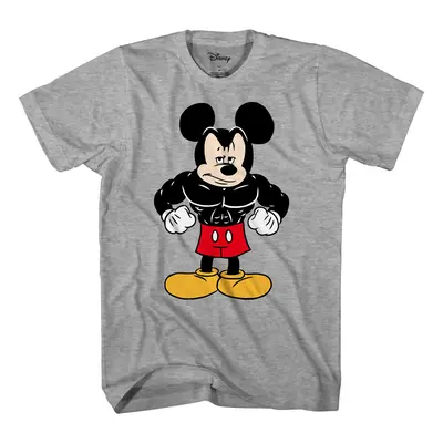 Disney Mickey Mouse Tough Men's Adult Graphic Tee T-Shirt (Grey Heather X-Large)