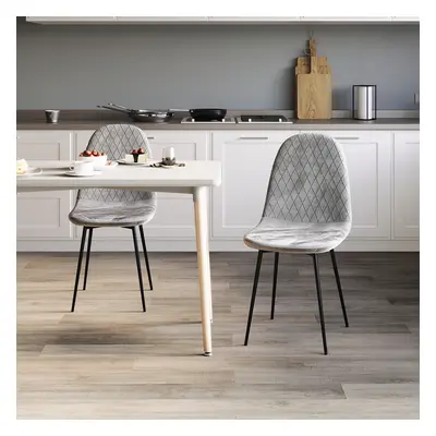 (Grey, 2) Luton Velvet Dining Chair Set Kitchen Room Home