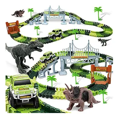 Dinosaur Toys for 4 6 7+ Year Old Boys Girls, Flexible Dinosaur Tracks Race Car Toys for Kids,A 