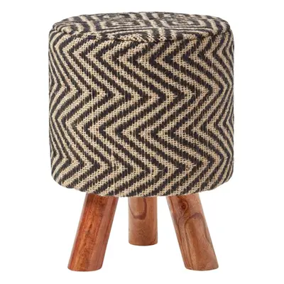 (32 x x cm) Black and Natural Footstool with Diamond Pattern