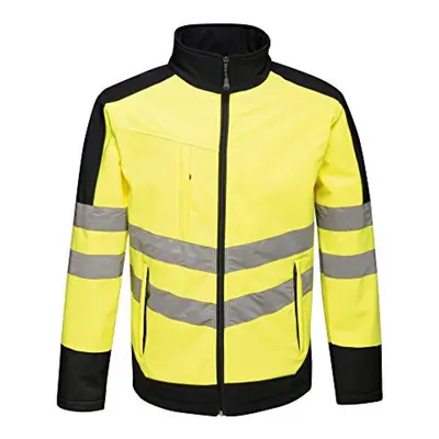 (2XL, Yellow/Navy) Regatta Unisex Hi Vis Pro Reflective Softshell Work Jacket