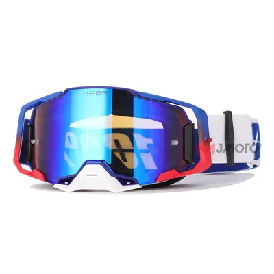 (Blue Red) Motocross Goggles Motorcycle Sunglasses Ski Sport Dirt Bike MTB Downhill