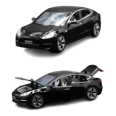 (Black) 1:32 Tesla Model Alloy Vehicles Sound Light Pull Back Car Diecasts Toy