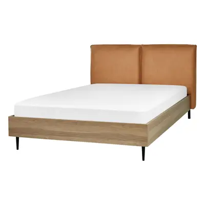 Bed Faux Leather LIMANTON x cm (EU Double) Golden Brown