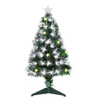 HOMCOM 3ft White Light Artificial Christmas Tree w/ LED Star Topper Tri-Base