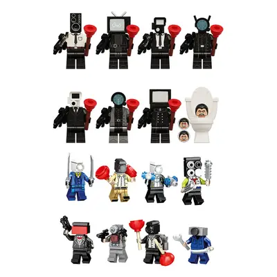 (Style C 16pcs) 16pcs Toilet Man Series Audio Man TV Man Monitor Minifigures Fit Lego