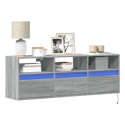 vidaXL TV Wall Cabinet with LED Lights Grey Sonoma 130x31x45 cm