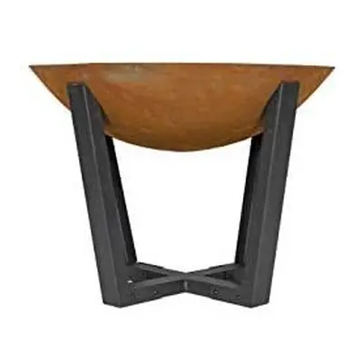 La Hacienda Icarus Oxidised Cast Iron Firepit with Steel Legs, 50cm x 66cm, Natural Rusted & Bla