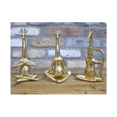 Set of Resin Giraffes in a Yoga Pose | Gold | Decorative Ornaments