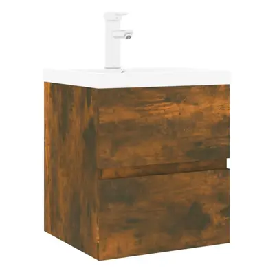 (smoked oak, x 38.5 x cm) vidaXL Sink Cabinet Home Bathroom Sink Unit Storage Cabinet Engineered