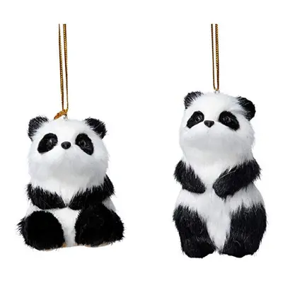 Gisela Graham Faux Fur Panda Decoration cm Set of