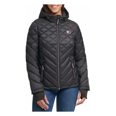 Tommy Hilfiger Womens Packable Hooded Puffer Jacket (Black X-Small)