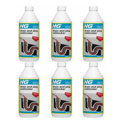 6 x HG Drain And Plug Unblocker Blockages Effectively Liquid Cleaner - 1Litres