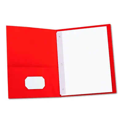 Universal Two-Pocket Portfolios with Tang Fasteners 0.5"" Capacity X 8.5 Red 25/Box