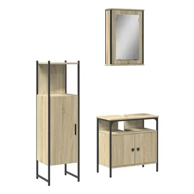 vidaXL Bathroom Furniture Set Piece Sink Cabinet Sonoma Oak Engineered Wood