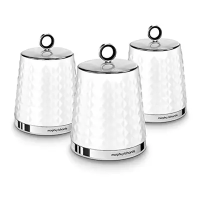 Morphy Richards Dimensions Set of Round Kitchen Storage Canisters, White, One size