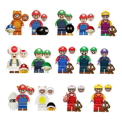 14PCS Super Mario Minifigures Assembled Building Blocks Action Figures Kids Toys Gifts