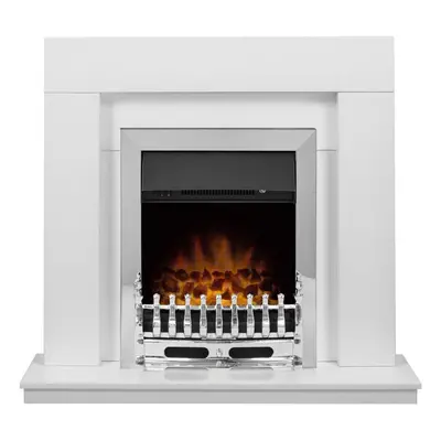 Adam Malmo in Pure White & Black/Pure White with Blenheim Electric Fire in Chrome, Inch