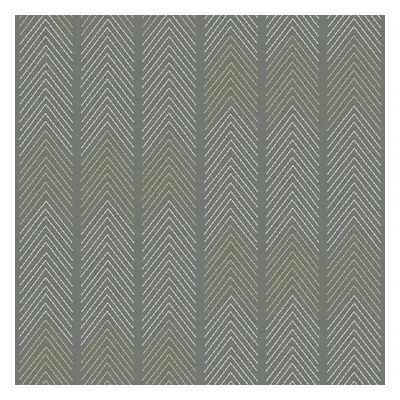 (Charcoal) Nyle Chevron Stripe Vinyl Wallpaper Fine Decor