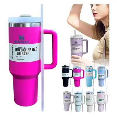 (Pink) Stanley Iceflow Flip Straw Tumbler Stainless Steel Insulated Mug Cup 40oz/1.18L