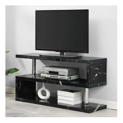 Miami High Gloss Shape TV Stand In Milano Marble Effect