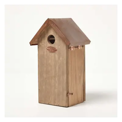 Real Wood Great Tit Bird Box House with Copper Roof