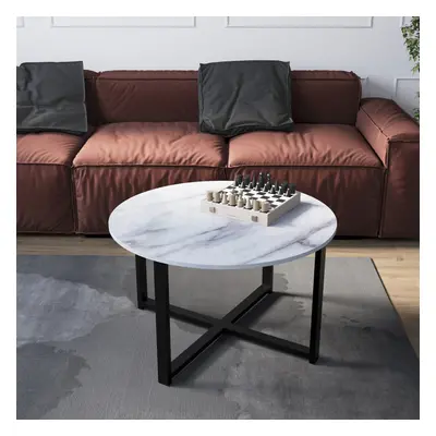 (Marble) Vida Designs Brooklyn Rustic Round Coffee Table