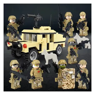 (Style B) Military Soldiers Black SWAT Jeeps Minifigures Toys Fit Lego