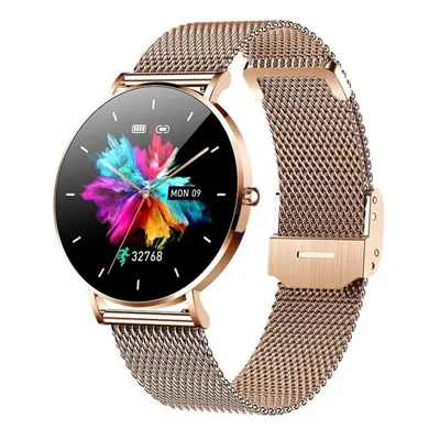 (Gold, Milan Net) New Ultra Thin Smart Watch Women 1.36" AMOLED 360*360 HD Pixel Display Always 