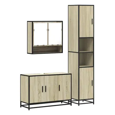 (sonoma oak) vidaXL Piece Bathroom Furniture Set Smoked Oak Engineered Wood