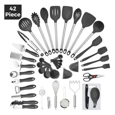 42 Piece Kitchen Utensils Set Stainless Steel Cooking Tools Baking Spoon Spatula Masher