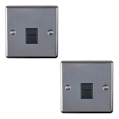 2 PACK BT Telephone Slave Extension Socket BLACK NICKEL & Black Secondary Plate