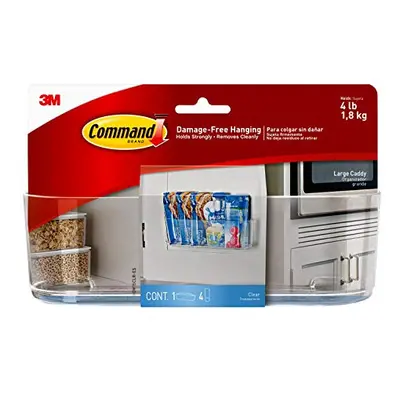 Command Large Caddy Clear with Clear Indoor Strips Organize Damage-Free