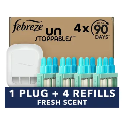 Febreze Unstoppables 3Volution Plug In Air Freshener Starter Kit, Plug-In Diffuser: Plug + Refil