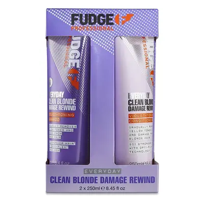 Fudge Professional Purple Shampoo and Conditioner, Everyday Clean Blonde Damage Rewind Gradual T