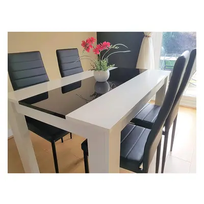 High Gloss Dining Set - Black & White