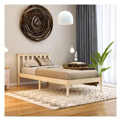 (Single, Pine) Milan Wood Bed Frame Low Foot Solid Pine Slatted