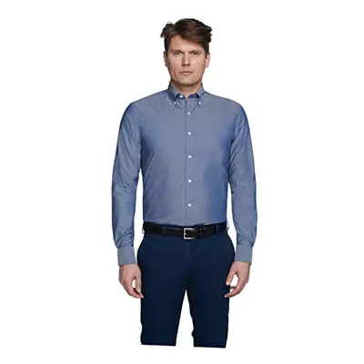 TOMMY HILFIGER Men's Non Iron Solid Button Down Collar Night Blue