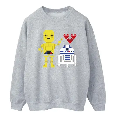 (L, Sports Grey) Star Wars Womens/Ladies Heart Robot Sweatshirt